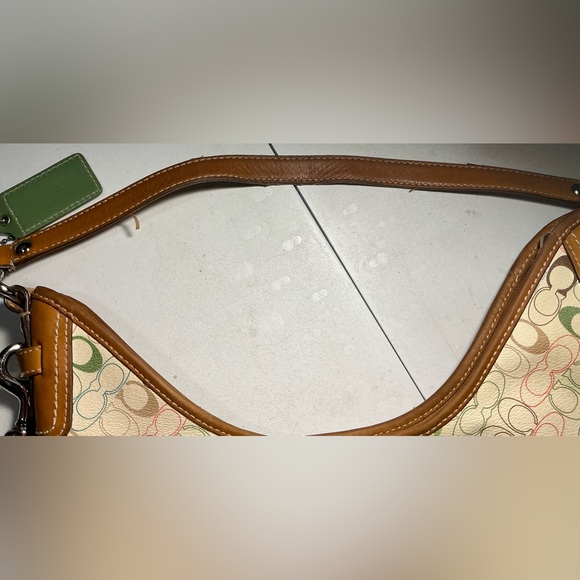 COACH 2 WAYS COATED CANVAS & LEATHER HOBO CROSS BODY SHOULDER HANDBAG - Picture 10 of 16